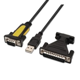 Conversor USB Tipo A/M a Serie RS232 DB9/M DB25/M - 1.8m · Negro