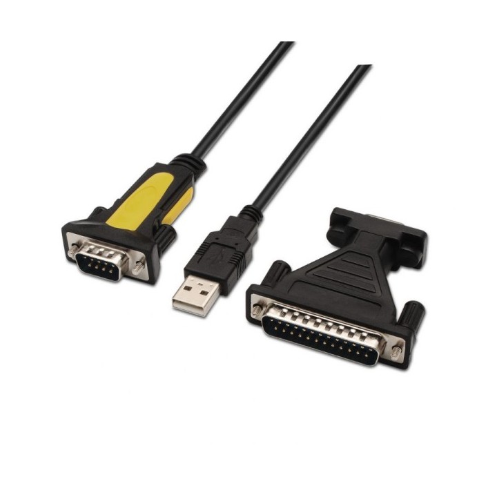 Conversor USB Tipo A/M a Serie RS232 DB9/M DB25/M - 1.8m · Negro | CasadelaTinta