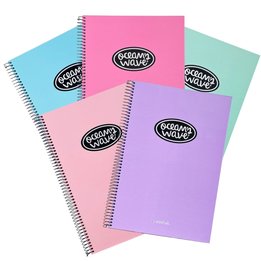 Cuaderno Espiral Tapa Extradura OCEAN'S WAVE OCW50088 - A4 · 80 Hojas Cuadricula · Color Pastel