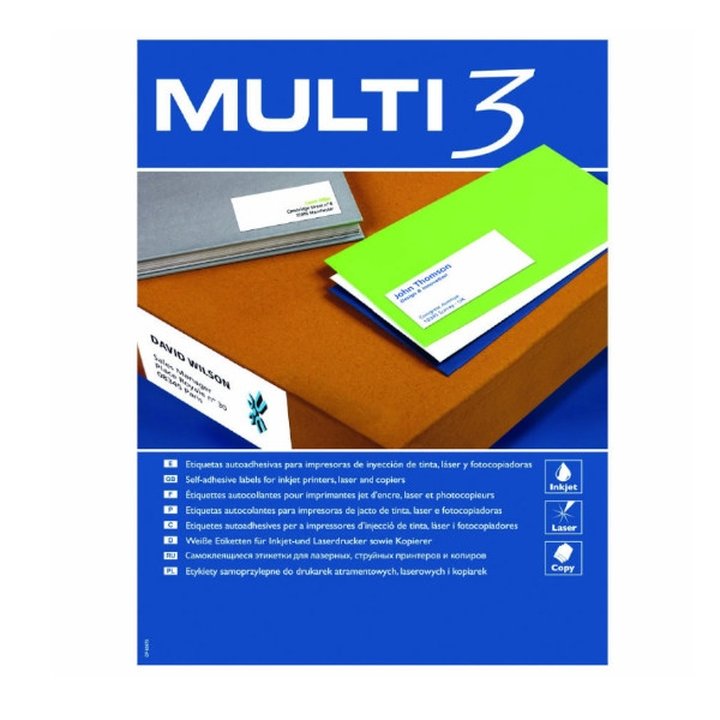 Etiquetas Adhesivas APLI Multi3 PL04716 - 38 x 21.2mm · 100 hojas · Blancas
