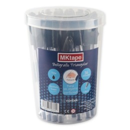 Bolígrafos Triangulares MKTAPE MKT10652 - Negro · Caja 36 Unidades
