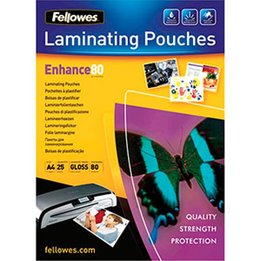 Pack 25 Unidades Fundas de Plastificar con Brillo FELLOWES A4 80 micras - 5396205