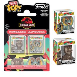 Pack 2 BITTY POP Tyrannosaurus Fossil y Dilophosaurus - Jurassic Park - 889698941983