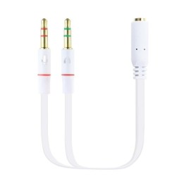Adaptador Jack 3.5mm-H a 2xJack 3.5mm-M - 0.20m · Blanco
