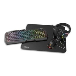 Pack Gaming con Cable KROM Kenta - Teclado Membrana · Ratón Óptico · Auriculares con Micrófono · Alfombrilla · Retroiluminado Ne