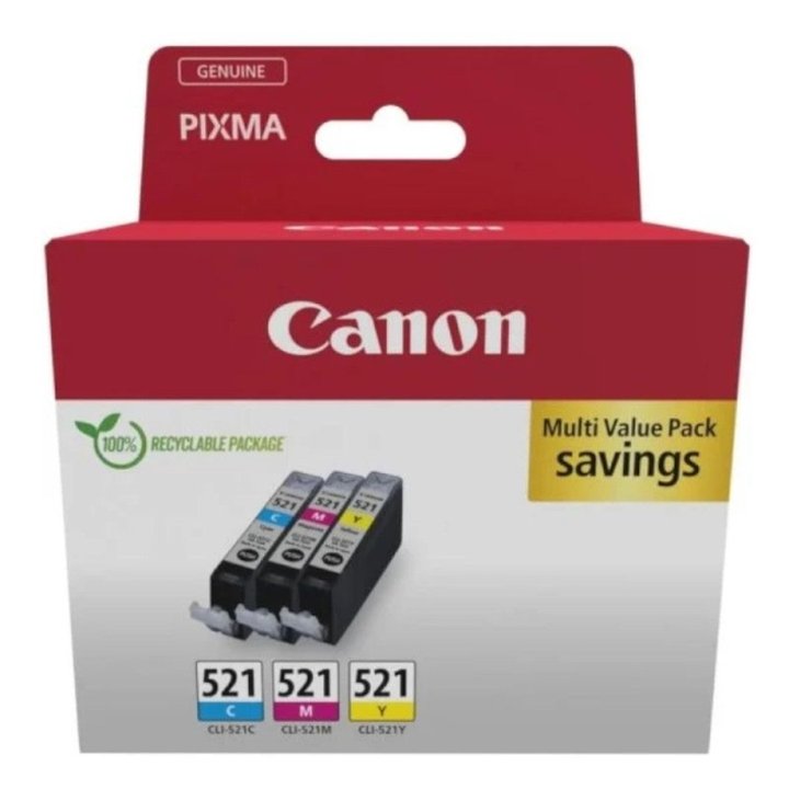 Pack 3 Cartuchos Original CANON CLI521 CMY - 2934B015 | CasadelaTinta