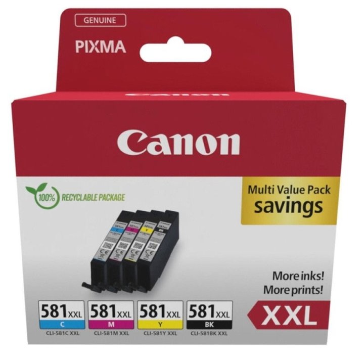 Pack 4 Cartuchos Originales CANON CLI581XXL BK+C+M+Y - 1998C007 | CasadelaTinta