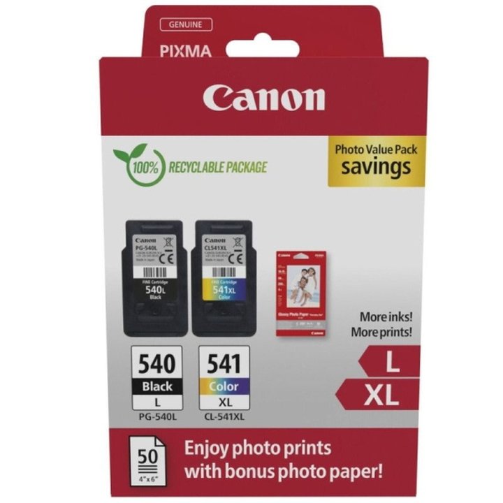 Pack 2 Cartuchos Originales y Papel de Foto CANON PG540L/CL541XL BK+C+M+Y - 5224B012 | CasadelaTinta