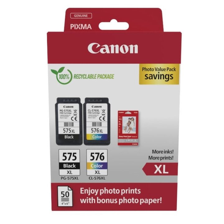 Pack 2 Cartuchos Originales CANON PG575XL/CL576XL BK+C+M+Y - 5437C006 | CasadelaTinta