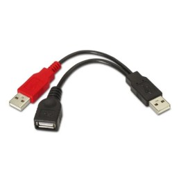 Cable Alargador USB 2.0 2xUSB Tipo A/M (Alimentación+Datos) a USB Tipo A/H - 0.15 cm · Negro